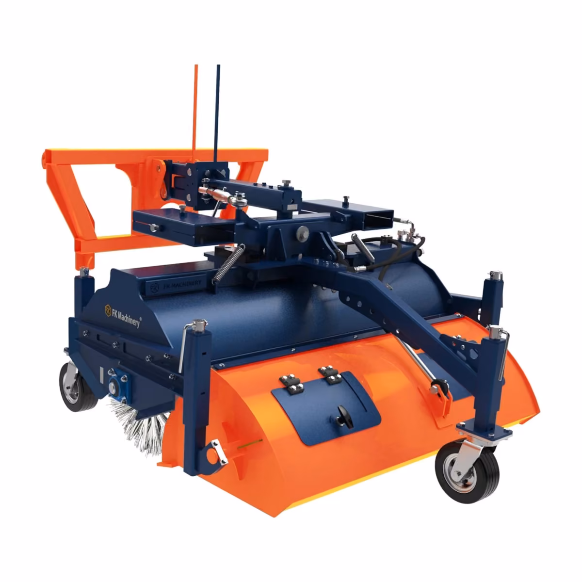 FK Machinery Kehrmaschine Mini Tank mit Schmutzbehälter (Herstellerrendering, Abbildung mit Euro-Rahmen)