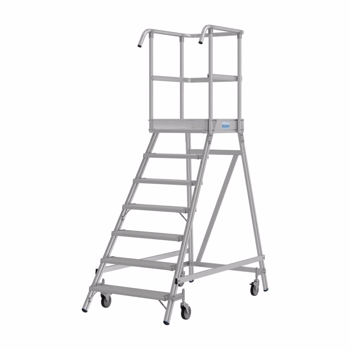 Krause Stabilo Podestleiter fahrbar 821058, 7 Stufen, Seitenansicht