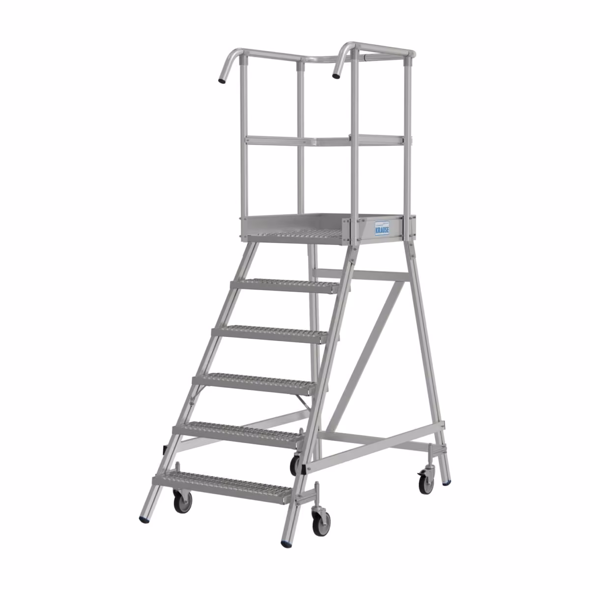 Krause Stabilo Podestleiter fahrbar 821287, Profilrost R13, 6 Stufen, Seitenansicht