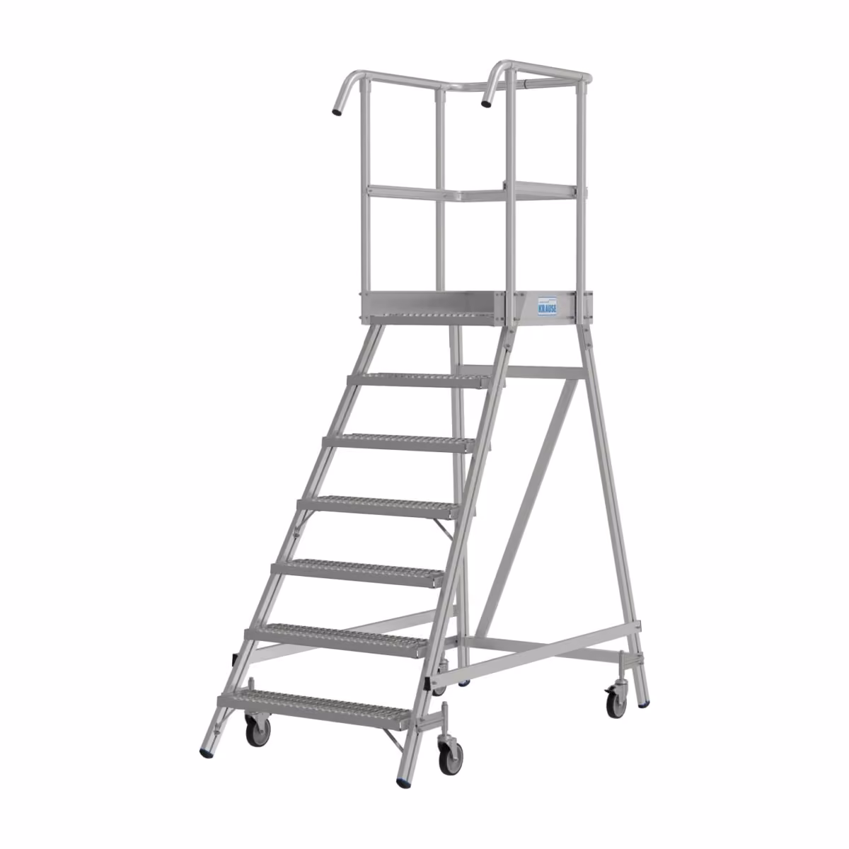 Krause Stabilo Podestleiter fahrbar 821294, Profilrost R13, 7 Stufen, Seitenansicht