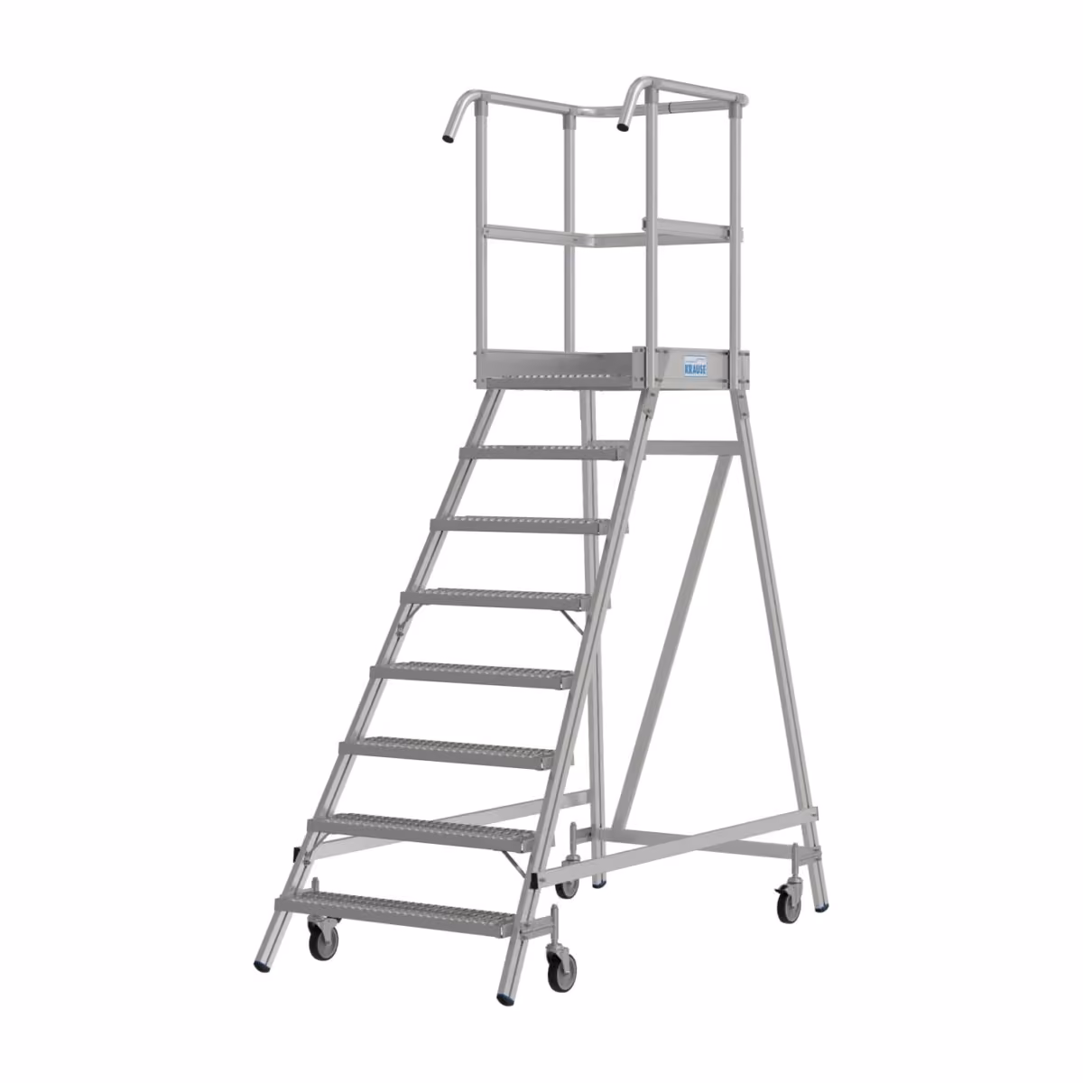 Krause Stabilo Podestleiter fahrbar 821300, Profilrost R13, 8 Stufen, Seitenansicht